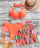 【4色】水着 モノキニ 三角 ホルターネック ビキニ 花柄 温泉 XH7-KJ-ZTJ1323