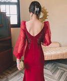 エレガント Ⅴネック 谷間魅せ 刺繡 高級感 宴会 演奏会 ロングドレス 淑女 XH2-YFTK5.6