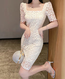 仙女風 かわいい レース 高級感 スクエアネック 小顔効果 通勤 気質 XH2-LQE2371H425