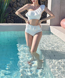 【即日発送】【2色】新作 水着 ワンショルダー 可愛い セクシー フリル XH7-CF-XF154