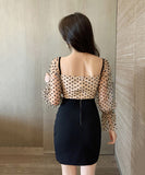 水玉柄 レース かわいい 新作 清楚感 ゴージャス 高見え キャバドレス ミニドレス MY2-YM8642