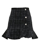 【2色】可愛い ミニドレス ツイード 非対称 フリル 秋新作 女子力 コーデ万能 XH2-YL3013