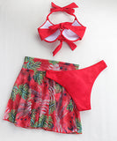 【4色】水着 モノキニ 三角 ホルターネック ビキニ 花柄 温泉 XH7-KJ-ZTJ1323