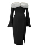 高級感 ダイヤモンド エレガント 宴会 チュール セクシー オフショルダー XH2-JY5280