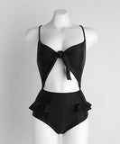 【3色】水着 モノキニ 大人可愛い フリル リボン 着瘦せ XH7-CF-YE9827