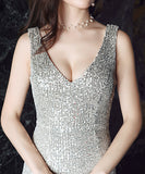 【6色】キラキラ パーティー 宴会Ⅴネック 谷間魅せ 華奢感 演奏会 誕生日 マーメイドドレス XH2-YFTK-YFCK028