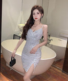 【2色】キャバドレス 谷間魅せ キラキラ 指名 ナイトクラブ セクシー XH2-MLS7066