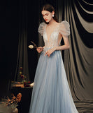 バースデーロングドレス 宴会 パーティー 演奏会 パフスリーブ キラキラ XH2-JZ1