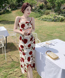 サンドレス バラ柄  ロングドレス かわいい  セクシー  海辺 LT2-XDNRJ 2FEQ E215-B#677