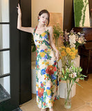 サンドレス ロングドレス  花柄  ロマンチック  海辺花火 仙女風  LT2-QJ6793