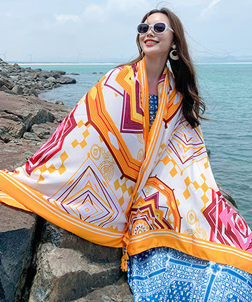 鮮やか  花柄スカーフ  海辺花火  大人可愛い  高級感  LT9-CMMZFMMWJ-15