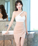 セクシー ミニドレス  無地 谷間魅せ 脚長効果 キャバドレス LT2-XYD2230