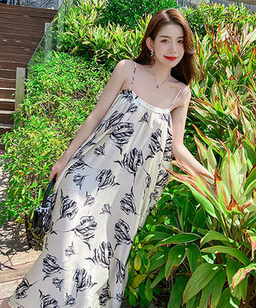 サンドレス ロングドレス  花柄  旅行  海辺  仙女風  LT2-XD5811#