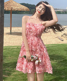 夏新作 花びら ミニドレス サンドレス 海辺 旅行 かわいい  LT2-XDGTOU 3F356-H#9669