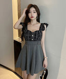 3色 セクシー 無地 谷間魅せ 脚長効果 キャバドレス ミニドレス LT2-YM8672