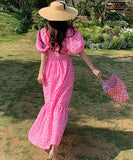 鮮やか  サンドレス ロングドレス  仙女風 旅行 Ⅴネック   LT2-QJ9703