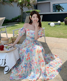 夏新作  オフショルダー  サンドレス  ロングドレス 花柄   海辺 日光浴  LT2-XDGTOU 2F 238-B#6205