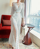 【2点セット】ワイドパンツ 水玉  通勤 高級感 新作 パーティー LT2-QYF32A98X3885065