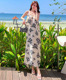 サンドレス ロングドレス  花柄  旅行  海辺  仙女風  LT2-XD5811#