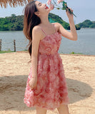 夏新作 花びら ミニドレス サンドレス 海辺 旅行 かわいい  LT2-XDGTOU 3F356-H#9669