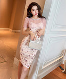 花柄  チュール  ロングドレス  淑やか セクシー  高級感  二次会 LT2-JY10113