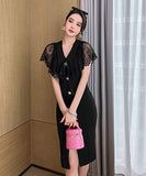 レース ドレス リボン  高級感 披露宴 二次会 結婚式 LT2-JY20107