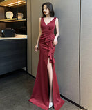 3色 ロングドレス パーティードレス 宴会 ゴージャス セクシー  谷間魅せ LT2-YM9103