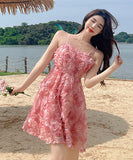 夏新作 花びら ミニドレス サンドレス 海辺 旅行 かわいい  LT2-XDGTOU 3F356-H#9669