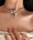 ピカピカ ネックレス ピアス セット 結婚式 高級感 蝶結び LT3-BY-HN1317