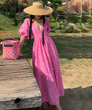 鮮やか  サンドレス ロングドレス  仙女風 旅行 Ⅴネック   LT2-QJ9703