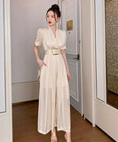 2色 ワイドパンツ  オールインワン 通勤 高級感 新作  二次会 披露宴 LT2-JY4807