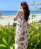 サンドレス ロングドレス  花柄  旅行  海辺  仙女風  LT2-XD5811#