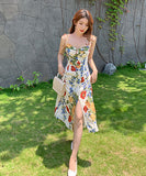 花柄 サンドレス  ロングドレス  リゾートウェア  夏新作  海辺  砂浜 旅行  LT2-XDGTOU 2F 238-B#6221#45