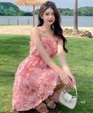 夏新作 花びら ミニドレス サンドレス 海辺 旅行 かわいい  LT2-XDGTOU 3F356-H#9669