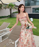 夏新作  サンドレス 可愛い 旅行 ロングドレス シフォン 高見え LT2-QJ6235