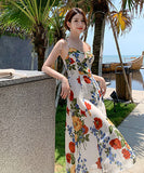 花柄 サンドレス  ロングドレス  リゾートウェア  夏新作  海辺  砂浜 旅行  LT2-XDGTOU 2F 238-B#6221#45