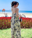 サンドレス ロングドレス  花柄  旅行  海辺  仙女風  LT2-XD5811#