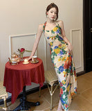 サンドレス ロングドレス  花柄  ロマンチック  海辺花火 仙女風  LT2-QJ6793