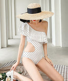 水玉 ヒダ飾り 水着 タンキニ モノキニ ビキニ  かわいい  着瘦せ LT7-GMadn