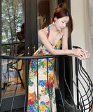 サンドレス ロングドレス  花柄  ロマンチック  海辺花火 仙女風  LT2-QJ6793