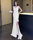 3色 ロングドレス パーティードレス 宴会 ゴージャス セクシー  谷間魅せ LT2-YM9103