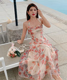 夏新作  サンドレス 可愛い 旅行 ロングドレス シフォン 高見え LT2-QJ6235