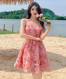 夏新作 花びら ミニドレス サンドレス 海辺 旅行 かわいい  LT2-XDGTOU 3F356-H#9669