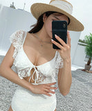 2色 レース 縁飾り 水着  ビキニ  タンキニ  海辺 日光浴  着痩せ  かわいい LT7-DPA29973