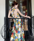 サンドレス ロングドレス  花柄  ロマンチック  海辺花火 仙女風  LT2-QJ6793