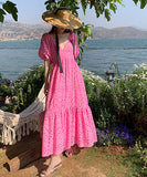 鮮やか  サンドレス ロングドレス  仙女風 旅行 Ⅴネック   LT2-QJ9703