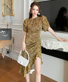 ヒョウ柄  ロングドレス  セクシードレス  披露宴  パーティー用  上品  LT2-JY4973