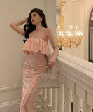 チューブトップ キラキラ キャバドレス 谷間魅せ  セクシー  高級感  LT2-ZED885186DXH418