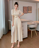 2色 ワイドパンツ  オールインワン 通勤 高級感 新作  二次会 披露宴 LT2-JY4807