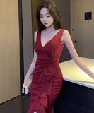 3色 ロングドレス パーティードレス 宴会 ゴージャス セクシー  谷間魅せ LT2-YM9103